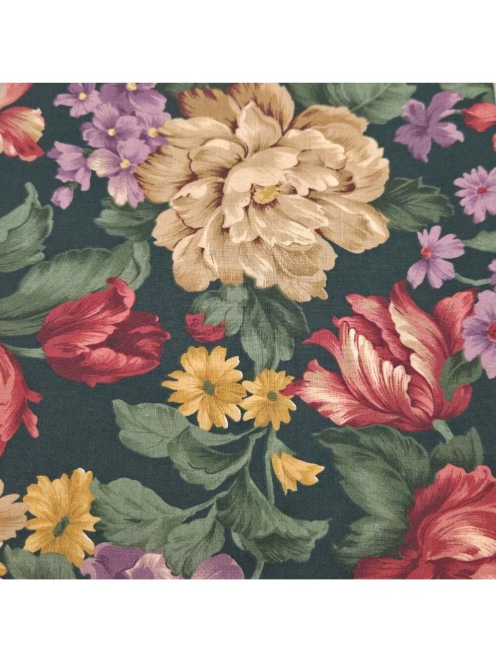 Cranston Home Fashions Floral Cotton Fabric Quilting Sewing Green 1.75 Yards